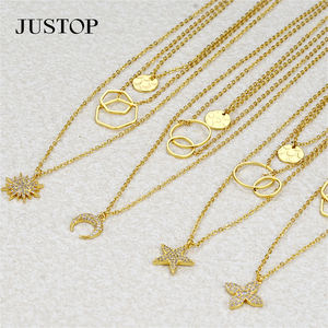 Collier long pendentif OEM/OEM Vente en gros Personnalisé Étanche Acier inoxydable Plaqué or argent Chaîne à maillons Unisexe Tendance Mode - Product Image 1