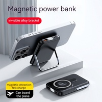 Banque d'Alimentation Magnétique Portable 22,5W avec Logo Personnalisé, 10000mAh, Support, Batterie Externe et Chargeur Sans Fil pour Téléphone