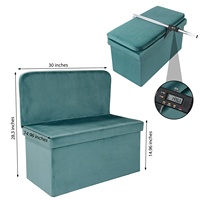 Banc pliant de rangement court bleu avec dossier