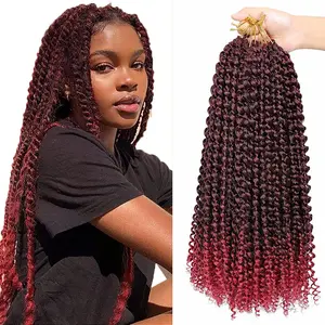 18 Inch Water Wave Crochet Hair for Women Curly Bohemian Braiding Hair Extensions Crochet Braids 6 Packs