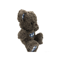 Peluche Ours Brun Foncé Ute en Polyester avec Décorations à Carreaux Bleus, Poupée en Peluche Super Douce, Cadeau d'Anniversaire pour Enfants, Vente en Gros