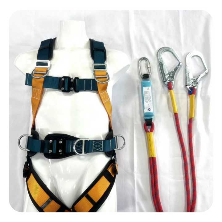 Shock Absorbing Lanyard Harness TRSMIMA Full Body Safety Harness Kit ...