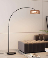 Lampadaire de luxe en arc, design pêcheur, en métal noir, lampe de lecture LED pour salon, canapé, chambre, villa, salle de séjour