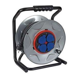 ENROULEUR DE CÂBLE PROFESSIONNEL EN NÉOPRÈNE AVEC SYSTÈME ANTI-TORSADE-40 m - 3G2.5 - 4 PRISES-PRISE FRANÇAISE - Product Image 1