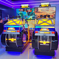 BIGFOOT Simulateur de course d'arcade de luxe à double écran, avec siège de conduite à mouvement pour véhicules tout-terrain, jeux à monnayeur