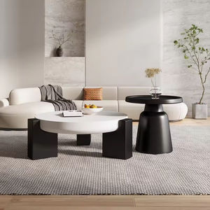 Ensemble <span class=keywords><strong>de</strong></span> tables basses rondes blanches bon marché populaires, table basse moderne pour salon, table basse en bois et acier <span class=keywords><strong>de</strong></span> luxe, ensemble <span class=keywords><strong>de</strong></span> meubles - Product Image 2