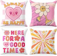 4 housses de coussin décoratives roses, 18 * 18 pouces, motif floral inspirant en forme de cœur, adaptées à la décoration de canapé à domicile pour filles