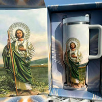 Coffret cadeau personnalisé, gobelet isotherme sous vide, impression de San Judas Tadeo, Vierge Marie, Jésus, gobelets thermiques en acier inoxydable, cadeau pour chrétien