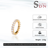 Bague d'éternité en moissanite taille princesse couleur D en argent 925, bagues empilables pour anniversaire et fiançailles, alliances pour femme