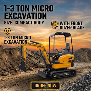 Miniexcavadora de 1 Tonelada, Nueva, Excelente, Tipo 10, con <span class=keywords><strong>Pala</strong></span> Integrada y Toldo, para Proyectos a Pequeña Escala en el Extranjero - Product Image 1