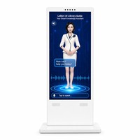 Kiosco Digital con IA de 55 Pulgadas, Pantalla Táctil 4K, Cartel Digital, Sistema de Guía de Biblioteca con Animación para Elevadores, Soporte de Suelo