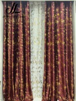 Rideau occultant doré à motif géométrique abstrait, 3 pièces, tons neutres, 100 % polyester, écologique, insonorisant