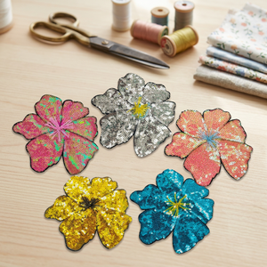3D Sequin Flower <b>Sew</b>-<b>On</b> Applique Embroidered PVC Canvas Fabric <b>Patch</b> for Clothing Dresses Bags Shoes DIY Decoration - Product Image 2