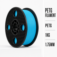Filament PETG 1 kg pour impression 3D, bobine de 1,75 mm pour modèles/prototypes/pièces d'impression FDM/imprimantes Bambu, noir, 200-240°C