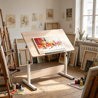Table à dessin réglable en hauteur 0-90 °   Bureau de dessin inclinable avec pieds en acier épais de 30 mm pour artiste, croquis, étude, studio à domicile