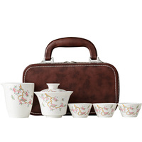 Service à thé en porcelaine blanche Dehua, design Wisteria, pour usage domestique, en céramique, bol couvert aspect ivoire, portable, deux pièces, personnalisable