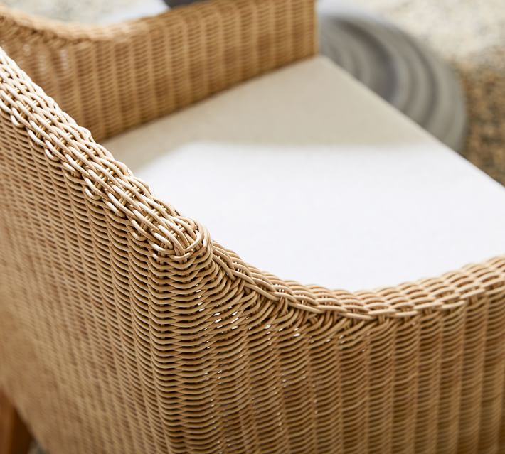 Outdoor resin wicker dining table set furniture all-weather wicker dining armchair