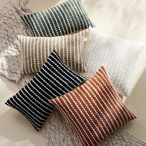 New cross-border chenille striped pillowcase, backrest <b>pillow</b>, headboard, sleeping cushion, lumbar support, living room <b>sofa</b> - Product Image 1