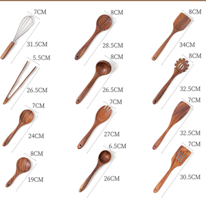 9-Piece Premium Smooth Teak Acacia Wood Cooking <b>Utensil</b> <b>Set</b> Premium Wooden Spoons for Kitchen Use - Product Image 2