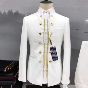 Costumes Brodés Blancs Prêts à l'Expédition pour Hommes, Ensemble de <span class=keywords><strong>Costume</strong></span> 2 Pièces Tendance pour Mariage, Affaires ou Soirée, Smoking - Product Image 2