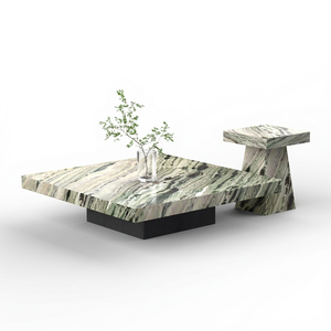 Customizable Modern Marble Coffee <b>Table</b> with Steel Frame for Living Room - Product Image 1