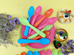 Màu sắc tươi sáng BPA free tái sử dụng đồ dùng thìa nhựa - Product Image 6