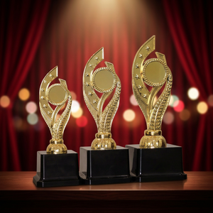 Gold Plated Sports Fiber Plastic Trophy With Star Design And Durable Base For Games And Championships - Product Image 2