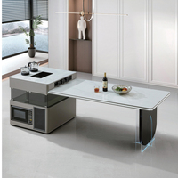 Ensemble de table à manger moderne avec plateau en marbre carré, pliable et extensible, en bois, pour la maison, l'école ou l'hôtel
