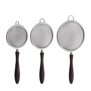 304 Stainless Steel Wooden Handle Small <b>Mesh</b> <b>Strainer</b> Fine <b>Mesh</b> For Flour Tea Juice Soy Milk Oil Filtering - Product Image 5