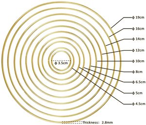 Anneaux en métal <span class=keywords><strong>attrape</strong></span>-rêves dorés, anneaux en métal <span class=keywords><strong>attrape</strong></span>-rêves carrés et triangulaires, anneaux en macramé pour l'artisanat - Product Image 3