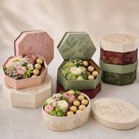 Embalagem Rígida Personalizada em Formato de Caixa Octogonal, Caixa Hexagonal e Caixa Oval para Presentes de Flores e Chocolates