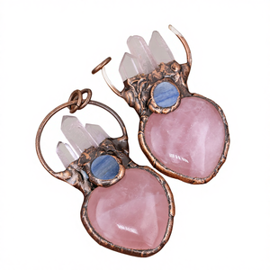 จี้หินโรสควอตซ์รูป<span class=keywords><strong>หัวใจ</strong></span>ชุบทองโบราณ สำหรับเด็ก รุ่น B7775 ของขวัญเครื่องประดับสุดอินเทรนด์ - Product Image 2