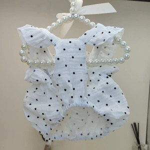 Vestido de lunares para perros, estilo A, transpirable, para verano, para mascotas pequeñas - Product Image 3
