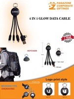 Kabel Data Glow 4 in 1 yang Tahan Lama dengan Desain Lampu LED untuk Pengisian Cepat 3A dan Transfer Data, Kompatibel dengan Komputer Tipe C