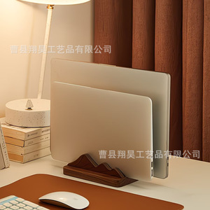 Wooden Desk Phone <b>Stand</b> Double Groove Storage Rack <b>For</b> <b>Tablet</b> And Mobile Phone Home Office Use - Product Image 3