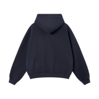 Hoodie Zipper Pria Oversize Bahan Tebal 345gsm Warna Navy, Bordir Logo Custom, Thermal Fleece, Model Boxy