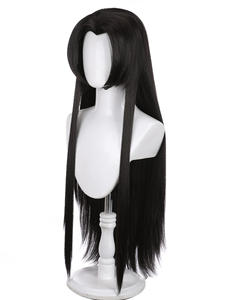 Venta al por mayor <span class=keywords><strong>Kochou</strong></span> Kanae peluca <span class=keywords><strong>Cosplay</strong></span> 80cmLong negro recto Demon Slayer Anime sintético Halloween resistente al calor Peluca de pelo - Product Image 3
