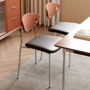 Silla de <span class=keywords><strong>Comedor</strong></span> Retro de Acero Inoxidable Usada, con Tapicería de Cuero de Microfibra, para <span class=keywords><strong>Comedor</strong></span> y Cafetería - Product Image 4