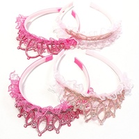 Accessoires pour cheveux pour enfants Ms-841, bandeau de princesse, fête d'anniversaire, joli bandeau en dentelle rose avec strass pour bébés filles