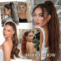 Queue de cheval à clipser en cheveux synthétiques de qualité supérieure, ondulée, avec cordon de serrage, couleur personnalisable, pour femmes, vente en gros