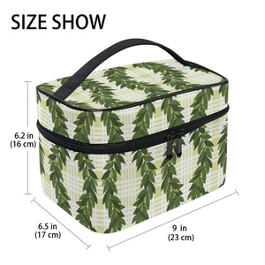 Hawaiian Maile Lei Palaka Custom Portable Zipper Train <b>Case</b> Cosmetics Storage Travel Cosmetic Bag <b>Makeup</b> Organizer <b>Case</b> - Product Image 2