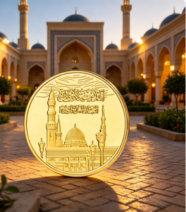 Pièce de monnaie islamique personnalisée de qualité supérieure avec calligraphie arabe, pièce de monnaie plaquée or de fabrication industrielle pour événements religieux et collection - Product Image 2