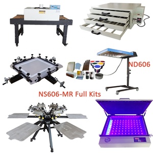 Machine de sérigraphie à carrousel 6 couleurs 6 stations, kits complets, équipement pour textile et vêtements imprimés en sérigraphie - Product Image 1