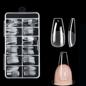 Faux ongles en ABS transparents, forme amande française, à presser, pour manucure - Product Image 3