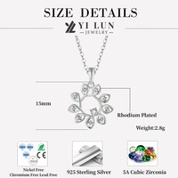 Elegante Collar Clásico con Colgante de Flor en Plata de Ley 925 con Baño de Rodio y Circonitas para Bodas, Compromisos y Fiestas