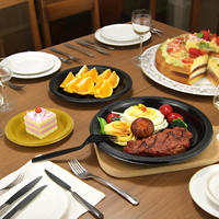 Barquettes jetables noires en PP de 9 pouces de qualité alimentaire pour gâteaux, sandwichs, pains et nouilles, personnalisables, vaisselle avec logo sur mesure