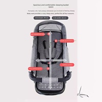 Poussette bébé portable d'extérieur, pliable, en métal, 4 roues, amortissante, légère, pour bébés de 0 à 6 mois