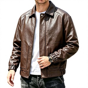 AAFII IMPEX Blouson Bomber Unisexe en Cuir PU Marron Col Rabattu Fermeture Éclair Coupe Classique Style Vintage Hiver Imperméable - Product Image 1