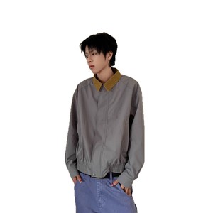 Veste à revers colorée pour hommes, gris et noir, coupe ample, décontractée, printemps-automne, vêtements pour jeunes - Product Image 5