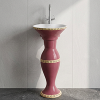 Lavabo rectangulaire en céramique Classic Red Dolphin Shine avec piédestal complet